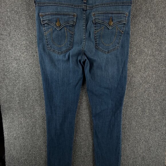 True Religion Women Size 31 Denim Jeans Stretch Blue USA Made Skinny Tapered - Picture 7 of 15